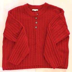 AE Oversized Chunky Henley Knit Sweater